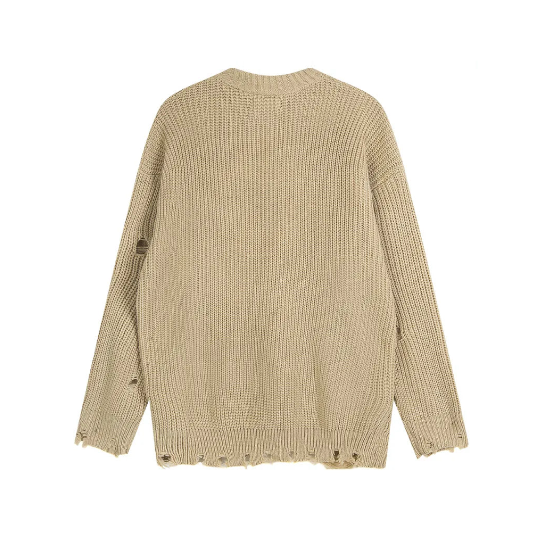 '9' Distressed Rib Knit Sweater-streetwear-techwear