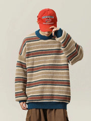 90's Style Rib Stripe Sweater-streetwear-techwear