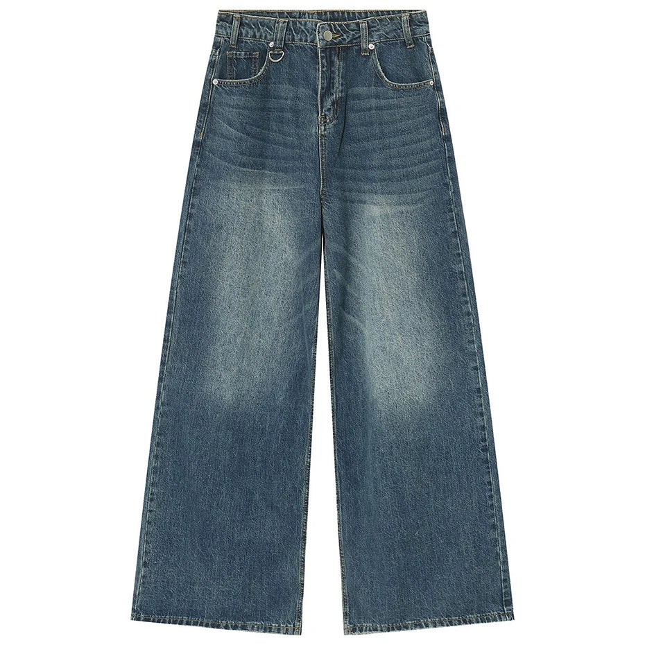 90's Wash Baggy Jeans - Mid Blue / S