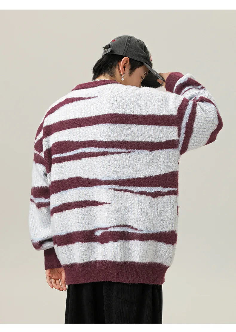 Abstract Stripe Sweater-streetwear-techwear