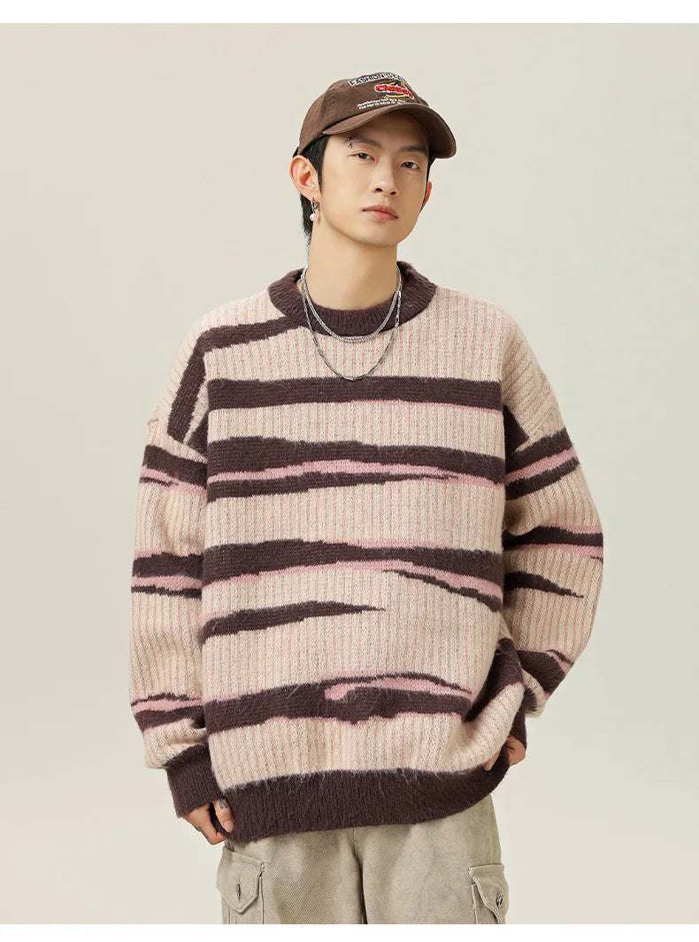 Abstract Stripe Sweater-streetwear-techwear