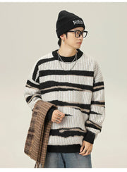 Abstract Stripe Sweater-streetwear-techwear