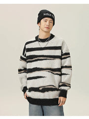 Abstract Stripe Sweater-streetwear-techwear