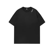 Back Seam Slogan Embroidered Drop Sleeve T-Shirt-streetwear-techwear