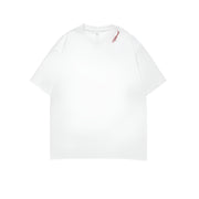 Back Seam Slogan Embroidered Drop Sleeve T-Shirt-streetwear-techwear