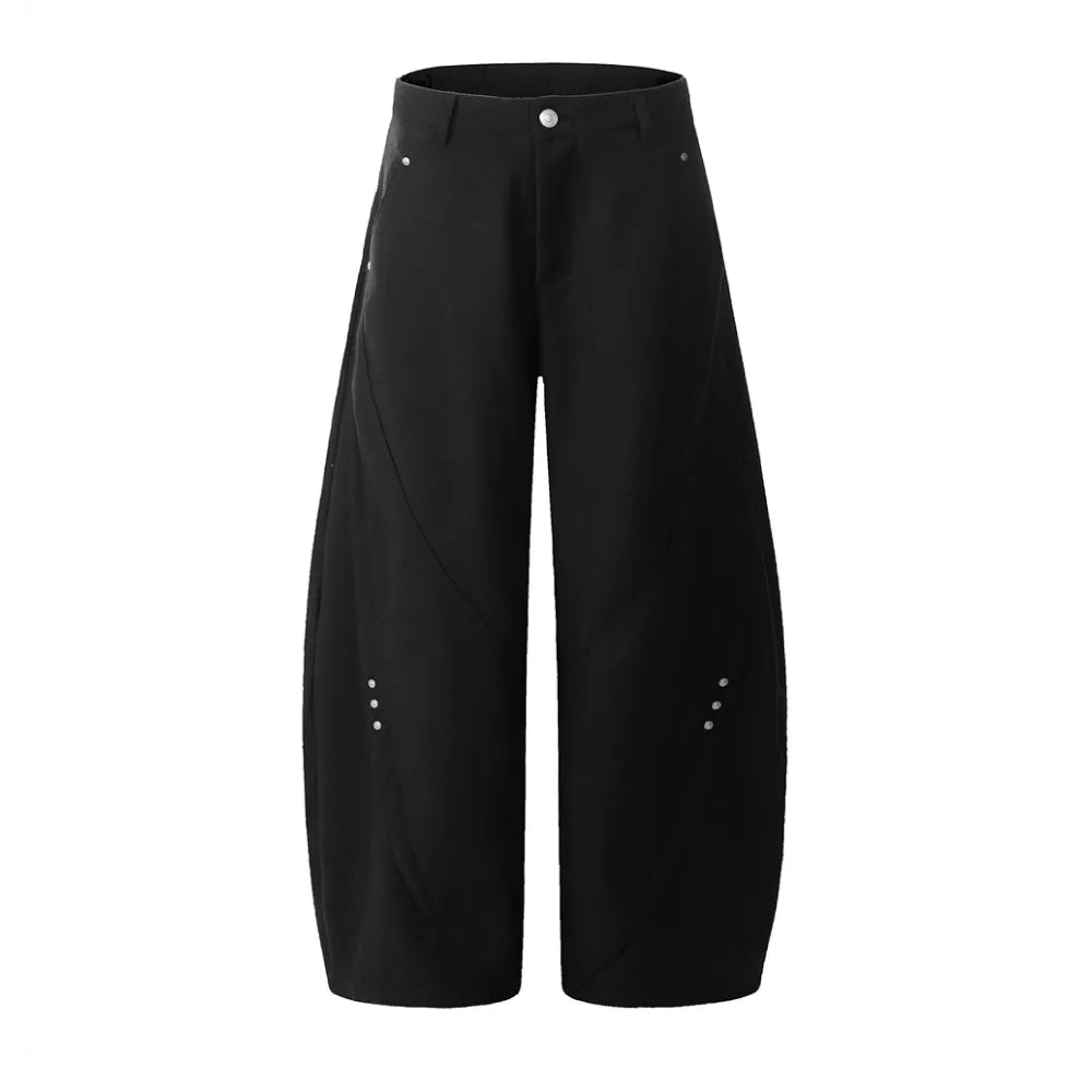 Barrel Leg Twill Pants-streetwear-techwear