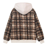 Boucle Plaid Zip-up Hooded Jacket-streetwear-techwear