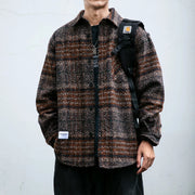 Boucle Texture Check Overshirt-streetwear-techwear