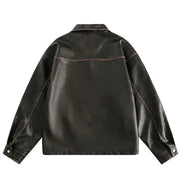 Butterfly Embossed Faux Leather Jacket-streetwear-techwear