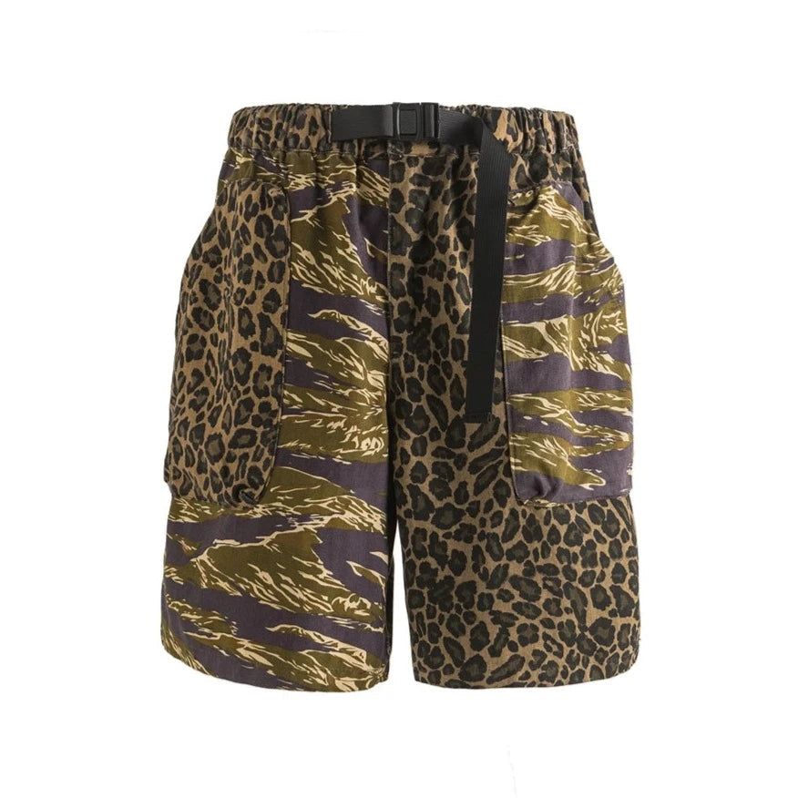 Camo/Animal Print Patchwork Shorts-streetwear-techwear