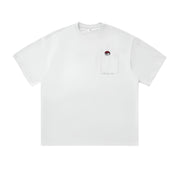 Cartoon Embroidery Pocket T-Shirt-streetwear-techwear