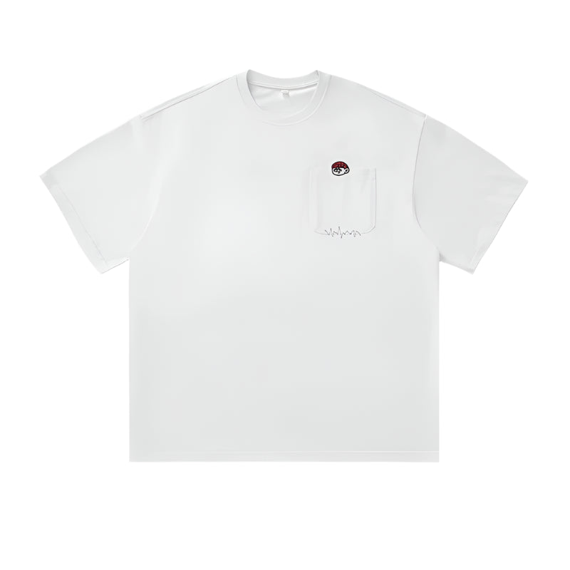 Cartoon Embroidery Pocket T-Shirt-streetwear-techwear