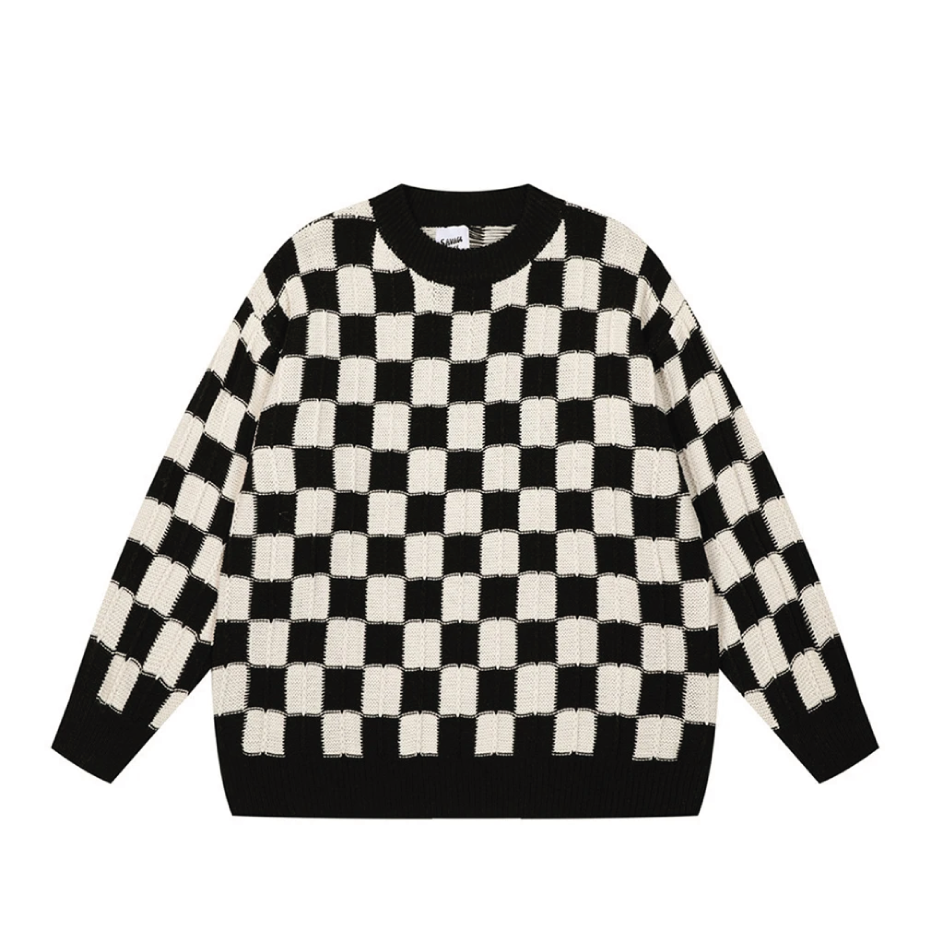Checkerboard Sweater-streetwear-techwear