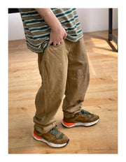 Contrast Waistband Paint Splash Workwear Cargo Pants-streetwear-techwear