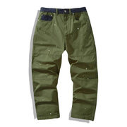 Contrast Waistband Paint Splash Workwear Cargo Pants-streetwear-techwear