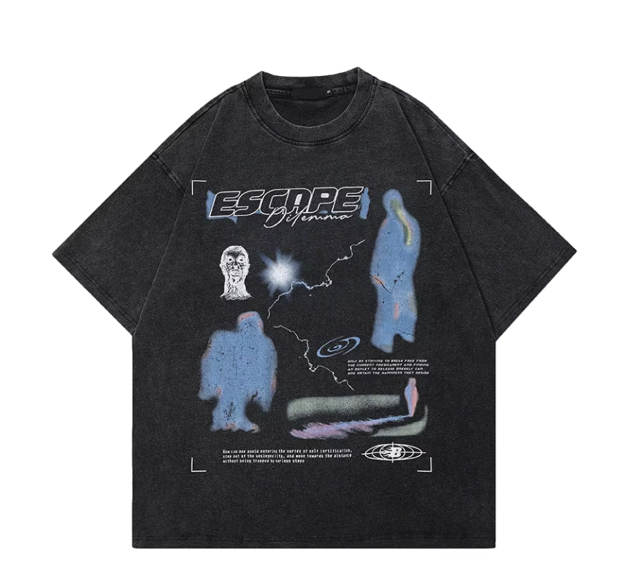 Cyber Escape Acid Wash T-Shirt-streetwear-techwear