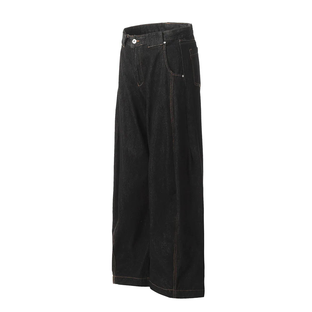 DarkWash Barrel Leg Jeans-streetwear-techwear