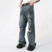 Distressed Dirty Look Loose Straight Jeans-streetwear-techwear