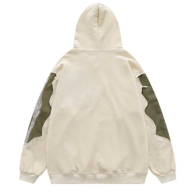 Hooded sweatshirt with oversized colour-matched camouflage embroidery