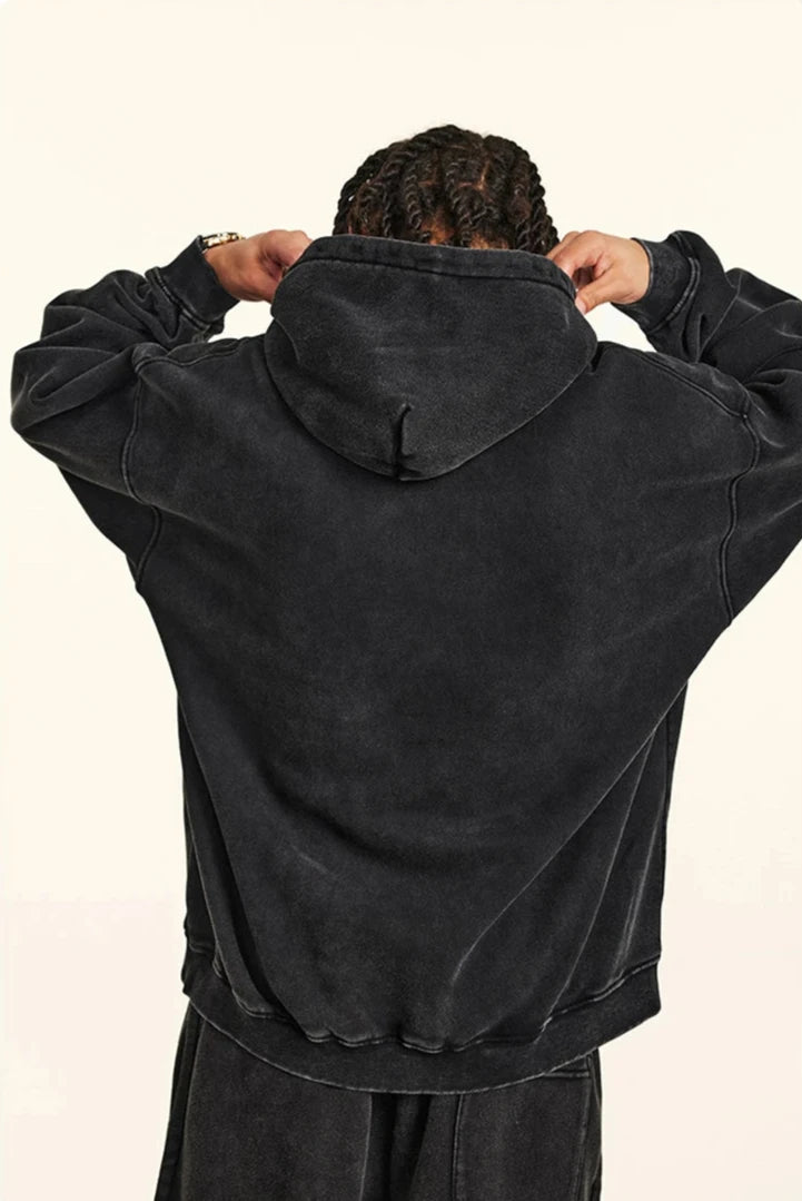 Essential Acid Wash Hoodie-streetwear-techwear