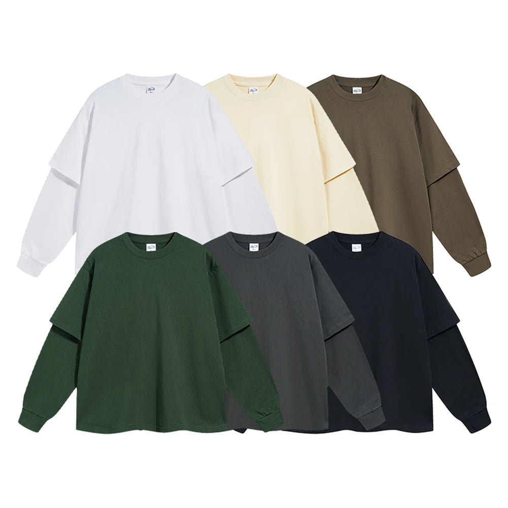 Essential Mock Double Layer Long Sleeve T-Shirt-streetwear-techwear