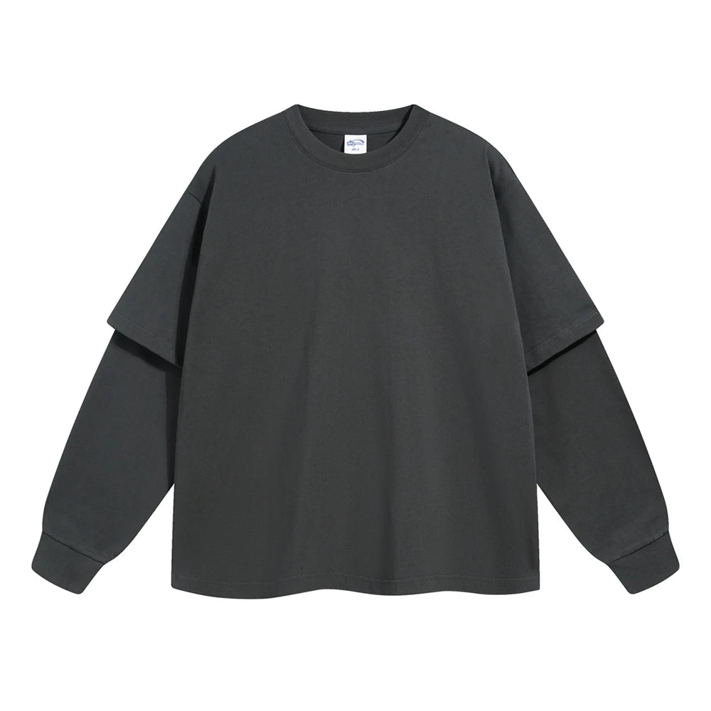 Essential Mock Double Layer Long Sleeve T-Shirt-streetwear-techwear