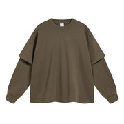 Essential Mock Double Layer Long Sleeve T-Shirt-streetwear-techwear