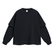 Essential Mock Double Layer Long Sleeve T-Shirt-streetwear-techwear