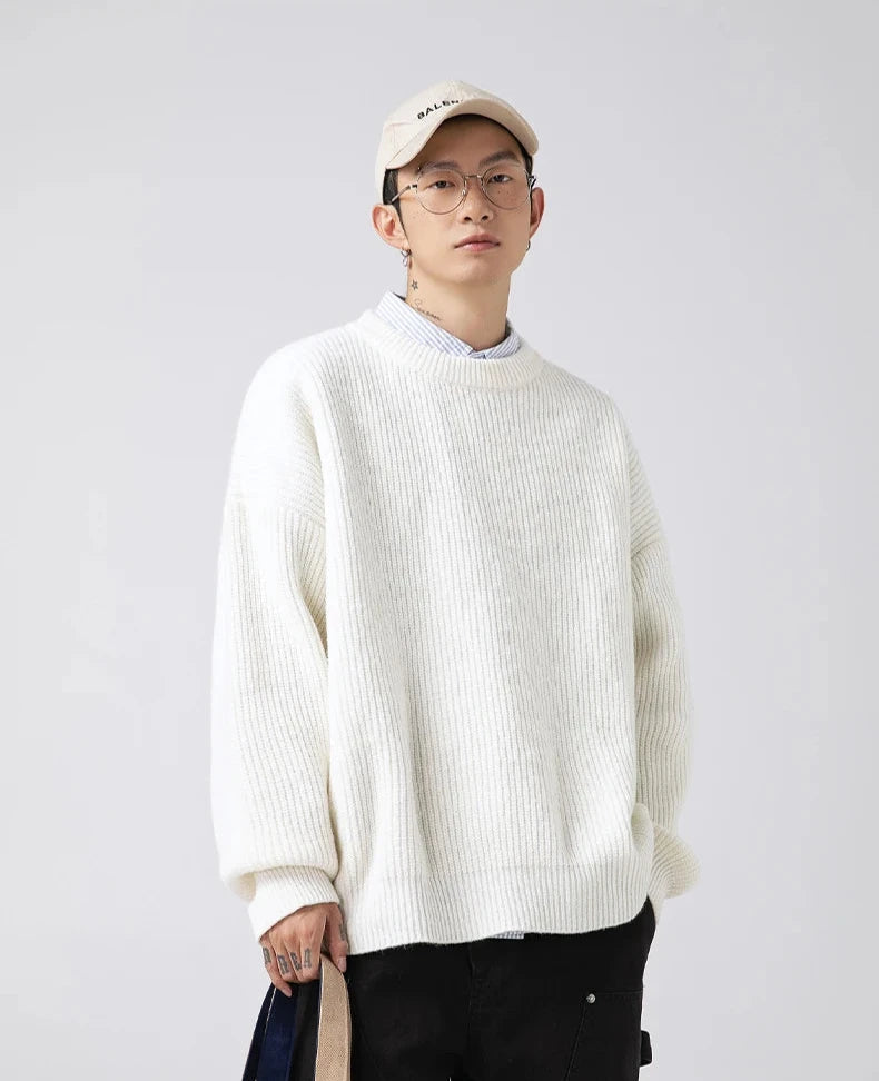 Essential Rib Knit Sweater-streetwear-techwear