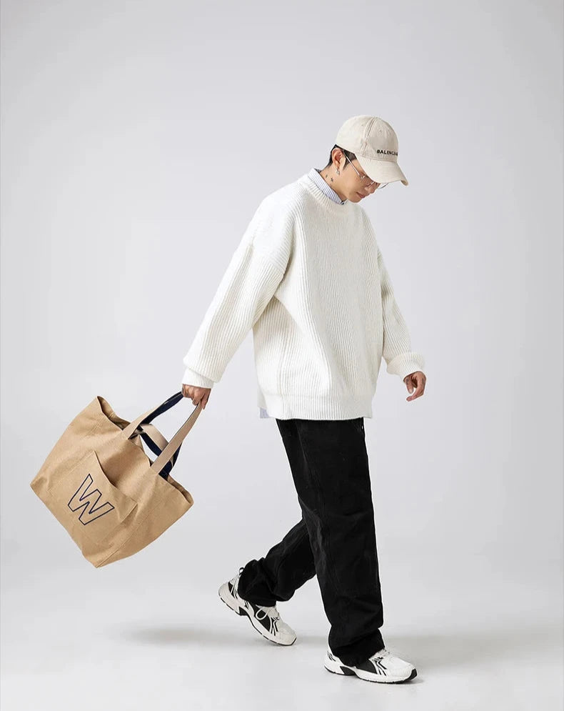 Essential Rib Knit Sweater-streetwear-techwear