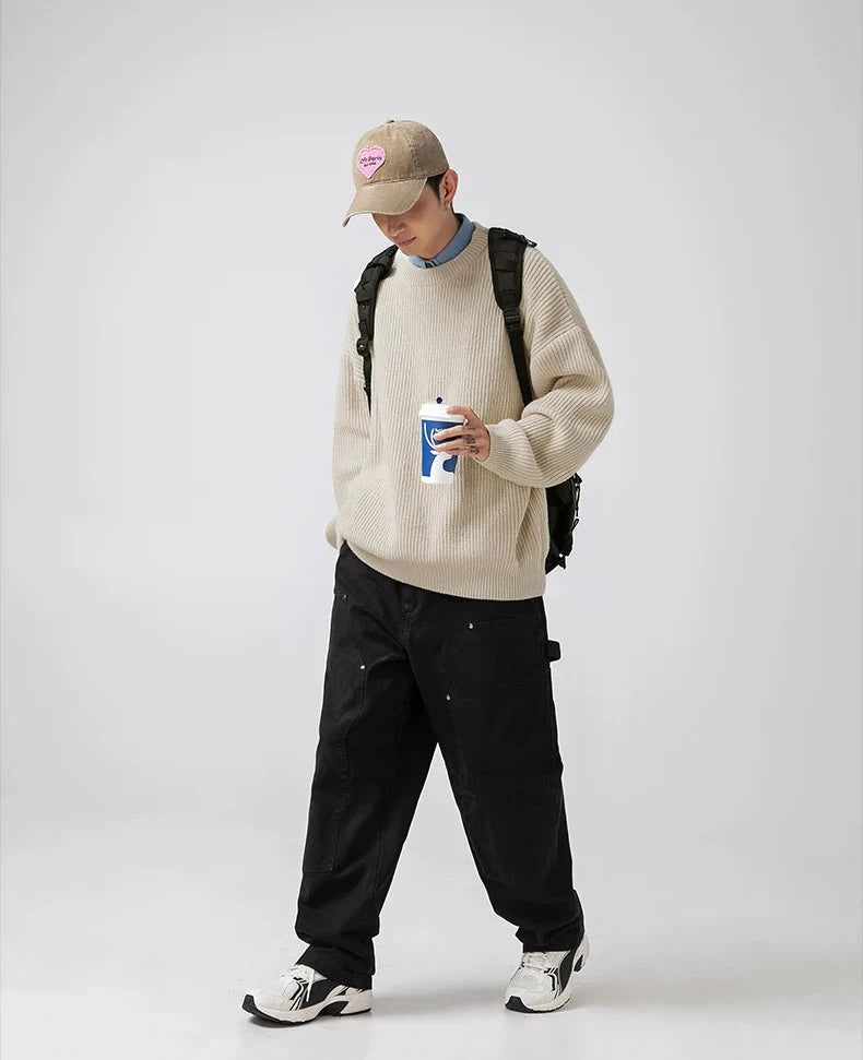 Essential Rib Knit Sweater-streetwear-techwear