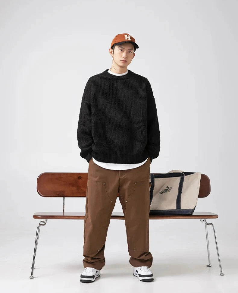 Essential Rib Knit Sweater-streetwear-techwear