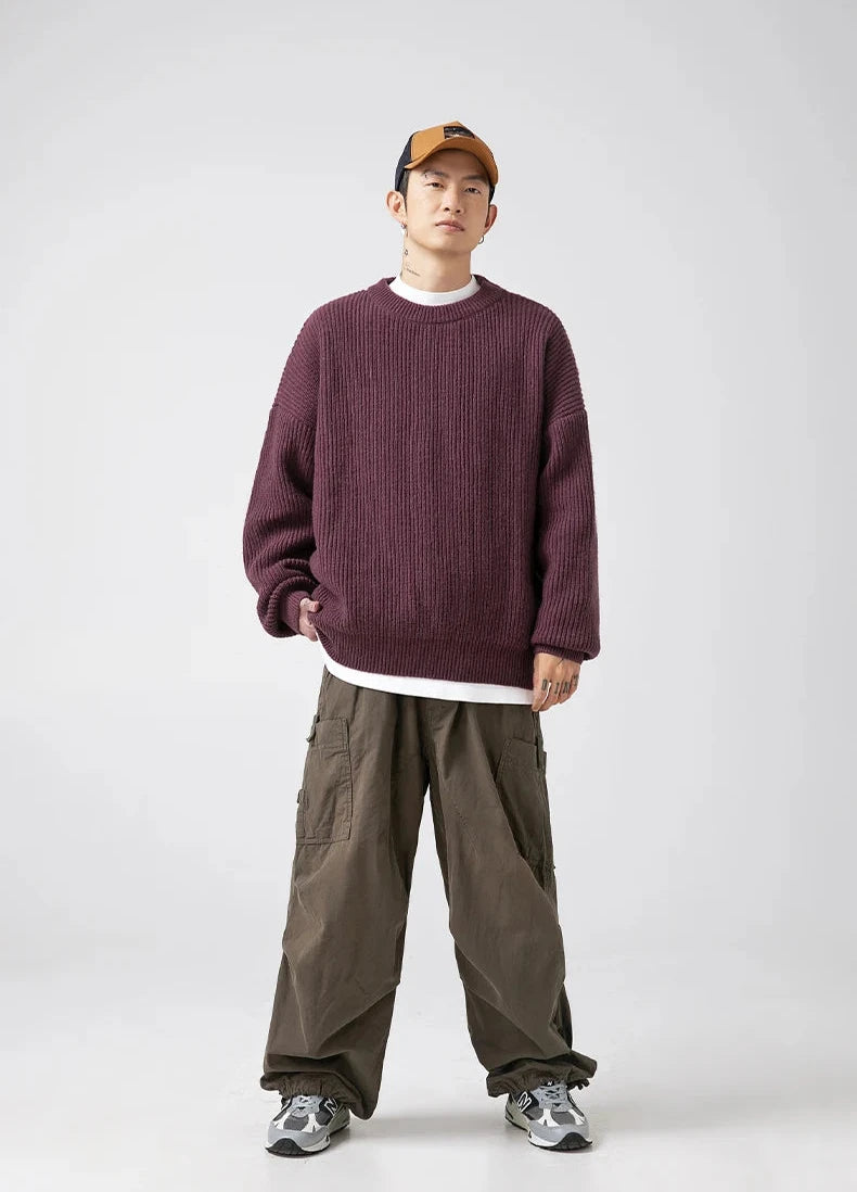 Essential Rib Knit Sweater-streetwear-techwear