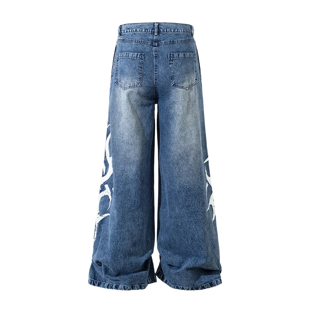 Extra Baggy Tribal Print Jeans-streetwear-techwear