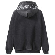 'Extreme Cause' Acid Wash Zip-up Hoodie-streetwear-techwear