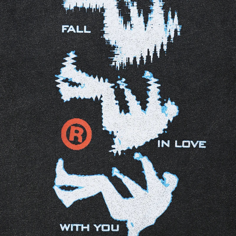 'Fall in Love with You' Acid Washed Graphic T-Shirt-streetwear-techwear