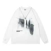 'Falling Neon Woman' Long Sleeve Necklace T-Shirt-streetwear-techwear