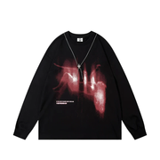 'Falling Neon Woman' Long Sleeve Necklace T-Shirt-streetwear-techwear