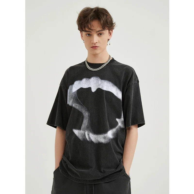 Fangs Graphic Acid Wash T-Shirt-streetwear-techwear