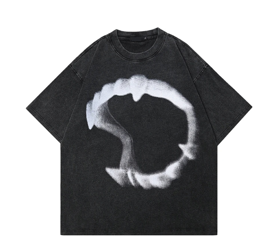 Fangs Graphic Acid Wash T-Shirt-streetwear-techwear