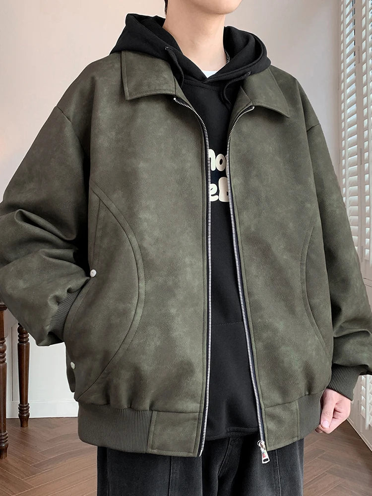 Faux Leather Aviator Jacket-streetwear-techwear