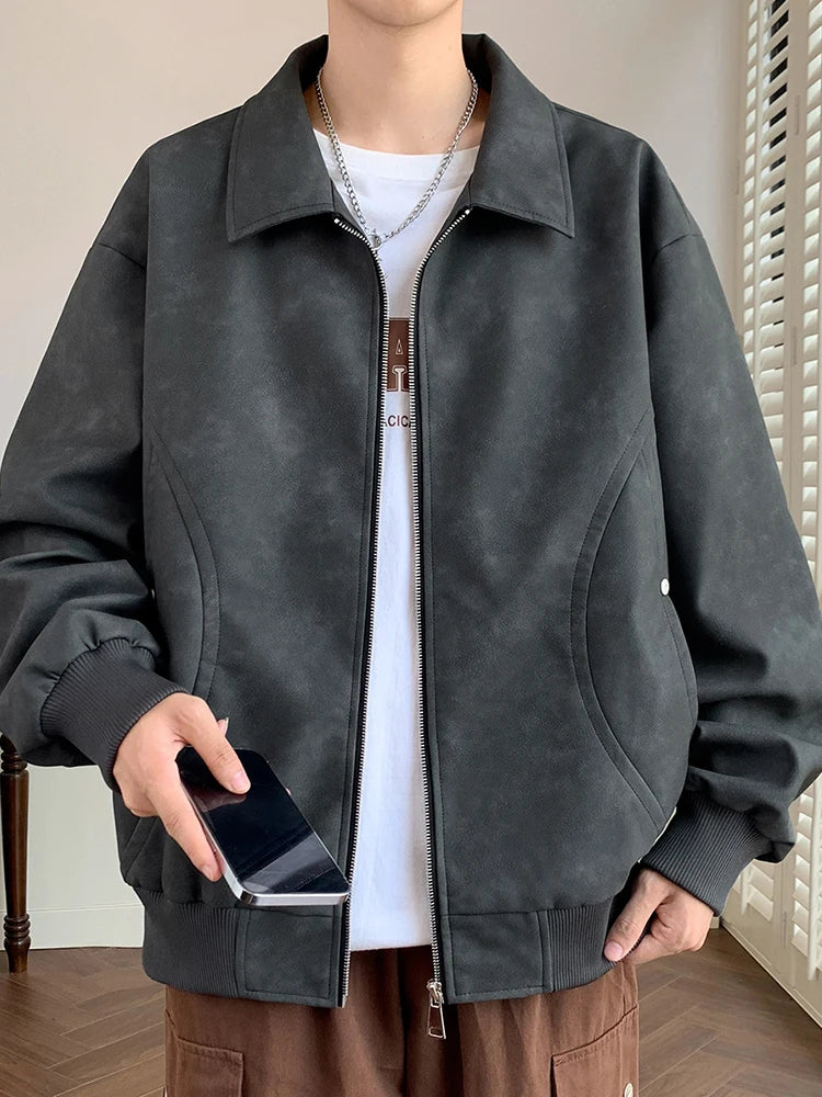 Faux Leather Aviator Jacket-streetwear-techwear