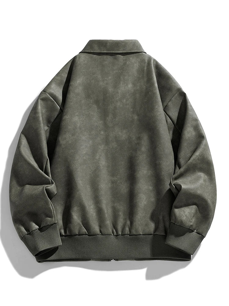 Faux Leather Aviator Jacket-streetwear-techwear