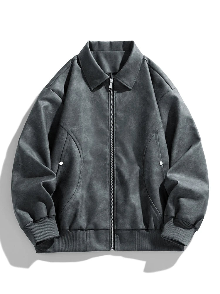 Faux Leather Aviator Jacket-streetwear-techwear