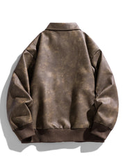 Faux Leather Aviator Jacket-streetwear-techwear