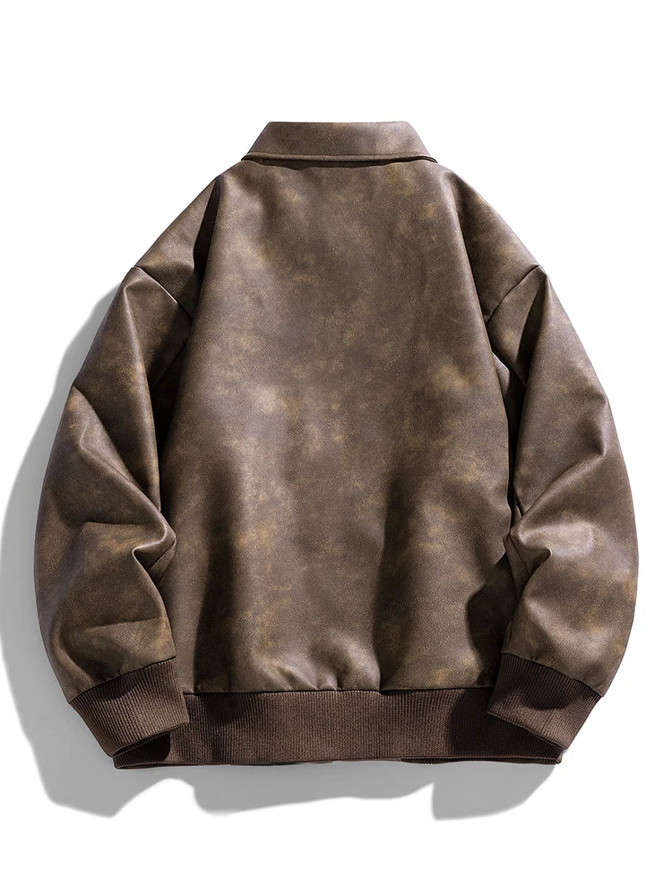 Faux Leather Aviator Jacket-streetwear-techwear