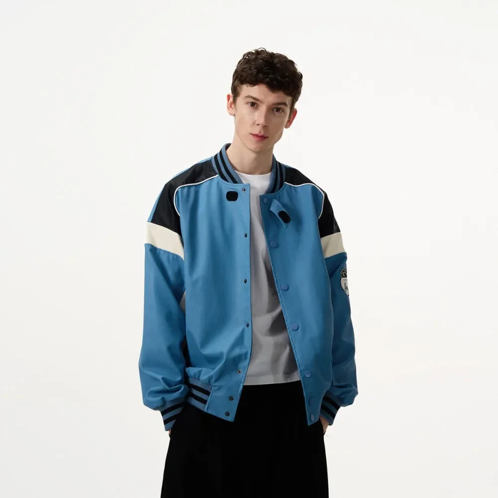 Faux Leather Retro Varsity Jacket-streetwear-techwear