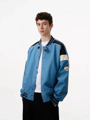 Faux Leather Retro Varsity Jacket-streetwear-techwear