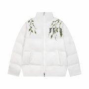 Flower Embroidery Puffer Jacket-streetwear-techwear