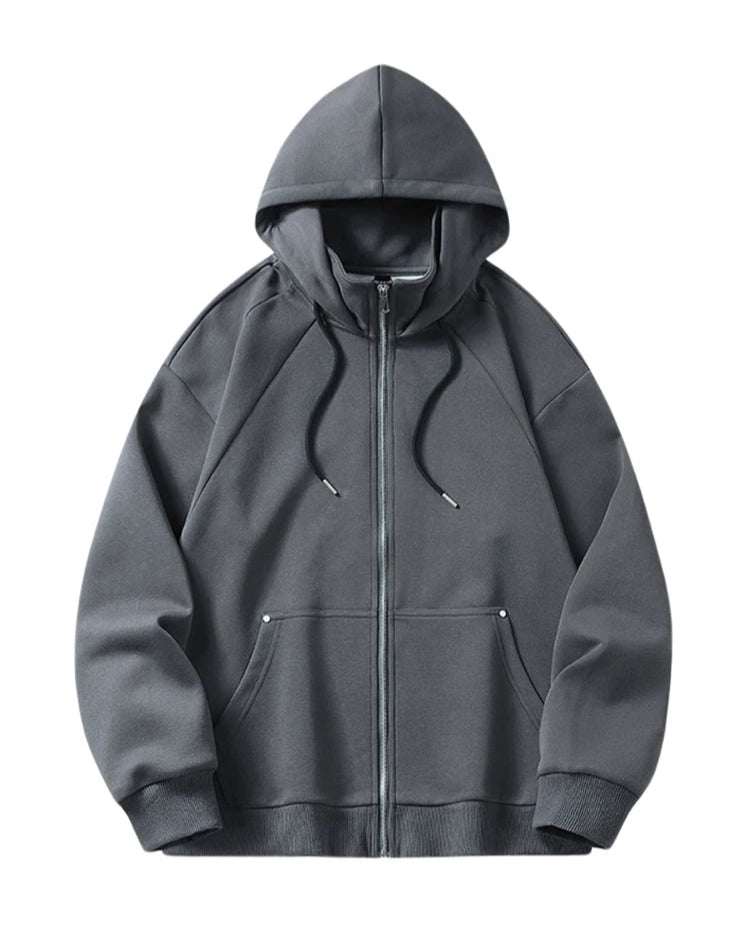 Funnel Neck Zip-Up Hoodie-streetwear-techwear